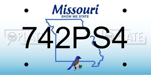 742PS4 Missouri License Plate