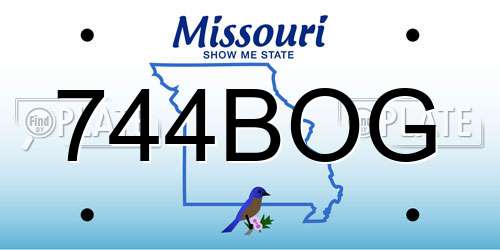744BOG Missouri License Plate