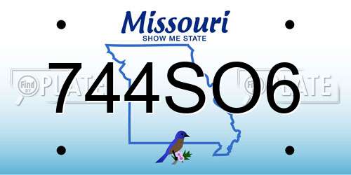 744SO6 Missouri License Plate