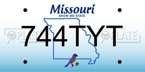 744TYT Missouri License Plate