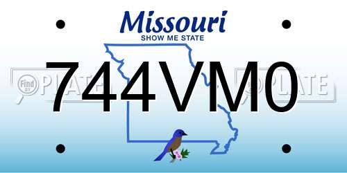 744VM0 Missouri License Plate