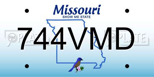 744VMD Missouri License Plate