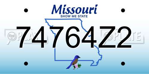 74764Z2 Missouri License Plate