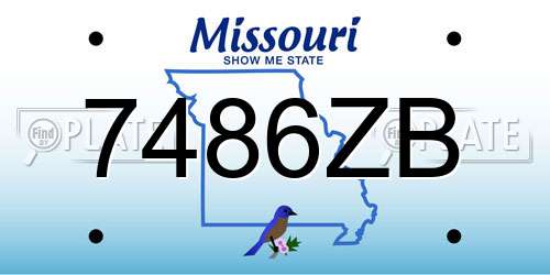 7486ZB Missouri License Plate