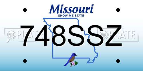 748SSZ Missouri License Plate