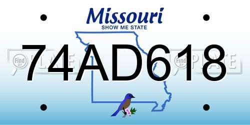 74AD618 Missouri License Plate