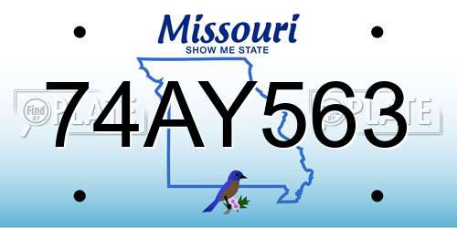 74AY563 Missouri License Plate
