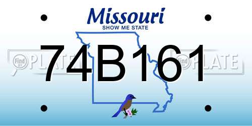 74B161 Missouri License Plate