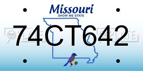 74CT642 Missouri License Plate