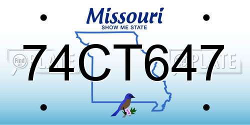 74CT647 Missouri License Plate