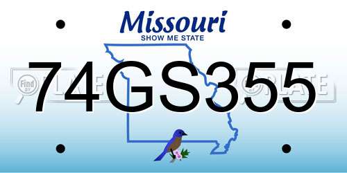 74GS355 Missouri License Plate
