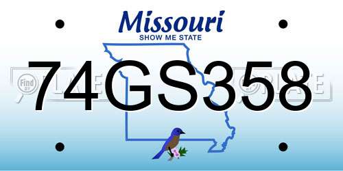74GS358 Missouri License Plate