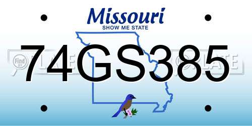 74GS385 Missouri License Plate