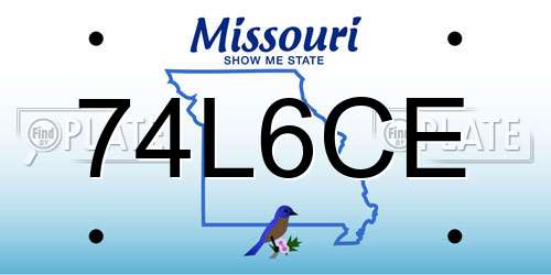 74L6CE Missouri License Plate
