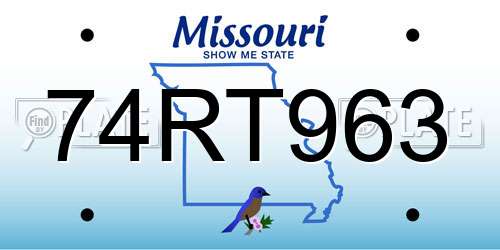 74RT963 Missouri License Plate