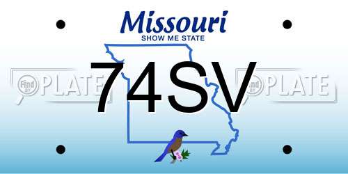 74SV Missouri License Plate