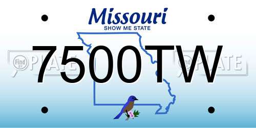 7500TW Missouri License Plate