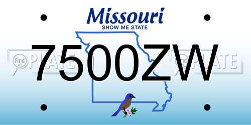 7500ZW Missouri License Plate