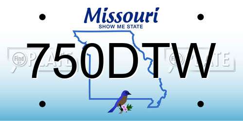 750DTW Missouri License Plate