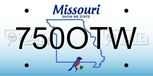 750OTW Missouri License Plate