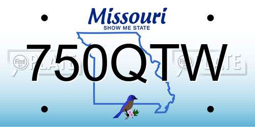 750QTW Missouri License Plate