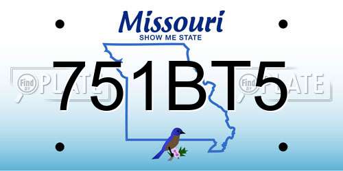 751BT5 Missouri License Plate