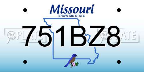 751BZ8 Missouri License Plate