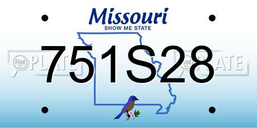 751S28 Missouri License Plate