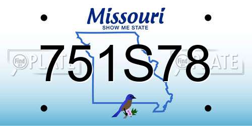 751S78 Missouri License Plate