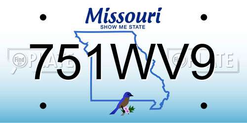 751WV9 Missouri License Plate
