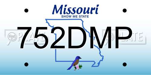 752DMP Missouri License Plate