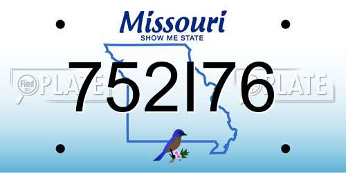 752I76 Missouri License Plate
