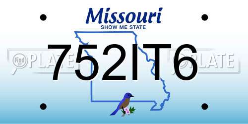 752IT6 Missouri License Plate