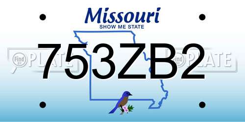753ZB2 Missouri License Plate