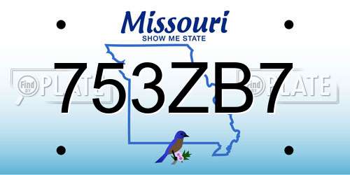 753ZB7 Missouri License Plate