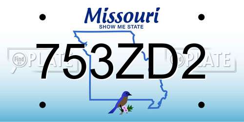 753ZD2 Missouri License Plate