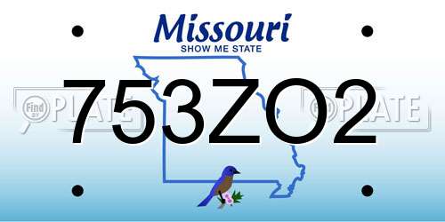 753ZO2 Missouri License Plate