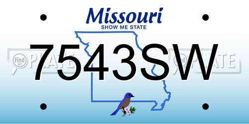 7543SW Missouri License Plate