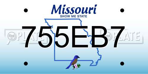 755EB7 Missouri License Plate
