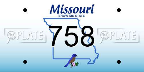 758 Missouri License Plate