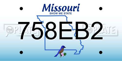 758EB2 Missouri License Plate