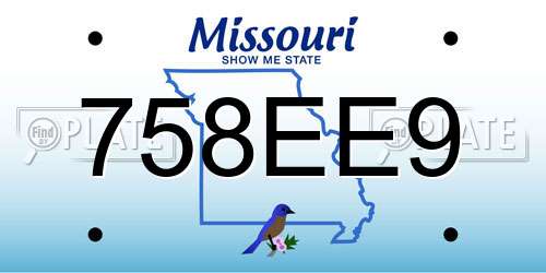758EE9 Missouri License Plate