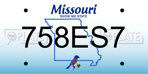 758ES7 Missouri License Plate