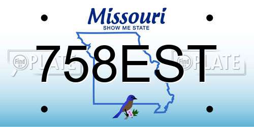758EST Missouri License Plate