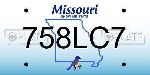 758LC7 Missouri License Plate