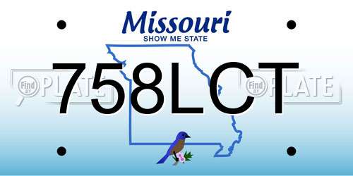 758LCT Missouri License Plate
