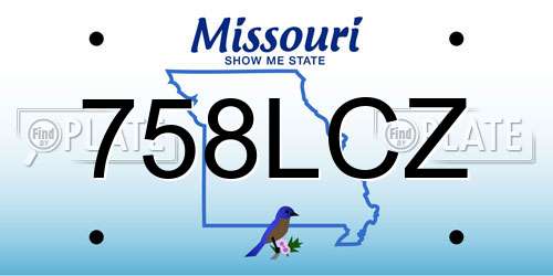 758LCZ Missouri License Plate