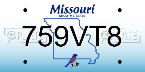 759VT8 Missouri License Plate