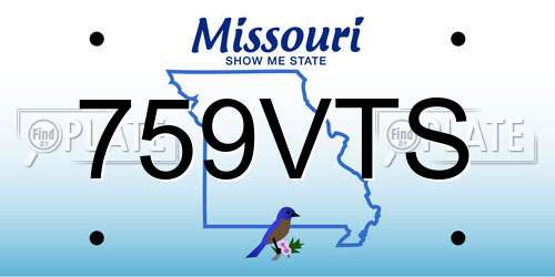 759VTS Missouri License Plate