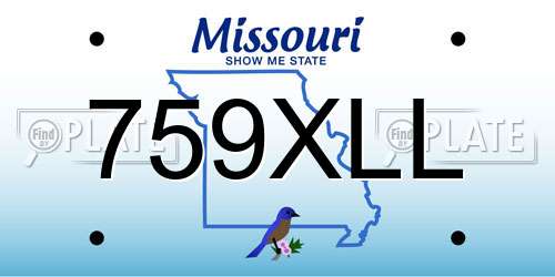 759XLL Missouri License Plate